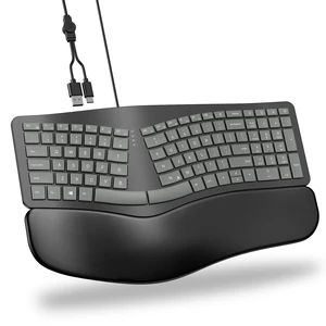 OMOTON USB-A Type-C Ergonomic Keyboard Wired with Cushioned Wrist Rest OMOTON USB-A Type-C Ergonomic Keyboard Wired with Cushioned Wrist Rest