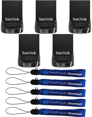 SanDisk Five Pack Ultra Fit USB 3.2 512GB Type A Flash Drive Compatible with Laptops and Computers SDCZ430-512G-G46 - Bundle with (5) Everything But Stromboli Lanyards SanDisk Five Pack Ultra Fit USB 3.2 512GB Type A Flash Drive Compatible with Laptops and Computers SDCZ430-512G-G46 - Bundle with (5) Everything But Stromboli Lanyards