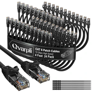 10Gbps Cat 6 Ethernet Cable (4 FT, 24 Pack), Pure Copper Cat6 Patch Cables 10Gbps Cat 6 Ethernet Cable (4 FT, 24 Pack), Pure Copper Cat6 Patch Cables