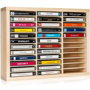Cassette Tape Storage Rack, 36-Slot Wood Cassette Tape Holder, Wall Mount or Freestanding Audio Cassette Organizer for Audio Collections Accessory Playing Card Storage Cassette Tape Storage Rack, 36-Slot Wood Cassette Tape Holder, Wall Mount or Freestanding Audio Cassette Organizer for Audio Collections Accessory Playing Card Storage
