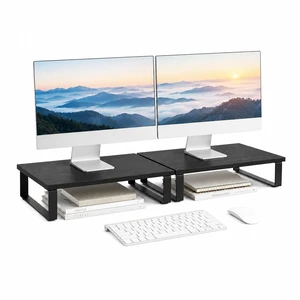XINYAO 2 Pack Monitor Riser for Desk, Wood and Steel, 16*12*3 inch, Black XINYAO 2 Pack Monitor Riser for Desk, Wood and Steel, 16*12*3 inch, Black