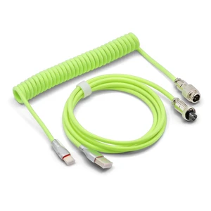 Glacier Premium Durable Quality Braided USB-C to USB-A Coiled Cable with Detachable Metal Aviator Connector Plug for Mechanical Keyboard (Neon Green) Glacier Premium Durable Quality Braided USB-C to USB-A Coiled Cable with Detachable Metal Aviator Connector Plug for Mechanical Keyboard (Neon Green)