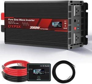 OYPSX 2000W Power Inverter 12V to 110V 120V AC Pure Sine Wave Inverter for RV Truck Camping,Outdoor Off-Grid Power Converter with LCD Display,Wired Controller,AC Outlets USB Port(12V-2000Watt) OYPSX 2000W Power Inverter 12V to 110V 120V AC Pure Sine Wave Inverter for RV Truck Camping,Outdoor Off-Grid Power Converter with LCD Display,Wired Controller,AC Outlets USB Port(12V-2000Watt)