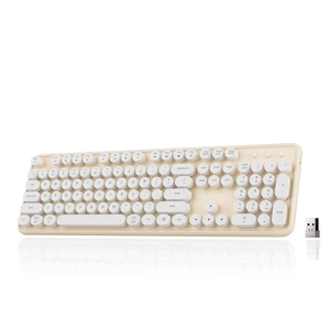 Wireless Bluetooth Keyboard, Colorful Round Keycaps (White Milk-Tea) Wireless Bluetooth Keyboard, Colorful Round Keycaps (White Milk-Tea)