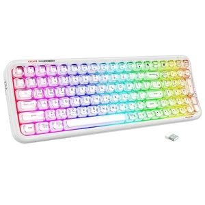 FOPETT Wireless Computer Keyboard with RGB Backlit, Tri-Mode Bluetooth 5.0/USB-C/2.4GHz Ergonomic Gaming Keyboard - Full-Size Rechargeable Transparent Keycap for Laptop/Windows/PC - White FOPETT Wireless Computer Keyboard with RGB Backlit, Tri-Mode Bluetooth 5.0/USB-C/2.4GHz Ergonomic Gaming Keyboard - Full-Size Rechargeable Transparent Keycap for Laptop/Windows/PC - White