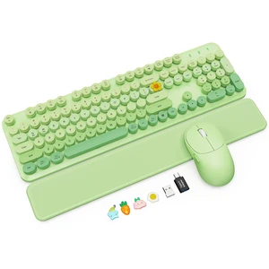 Wireless Keyboard and Mouse Combo, Magnetic Soft-Touch Wrist Rest, Round Keycaps, Full-Size Retro Typewriter Keyboard, 2-Stage Tilt Legs, Auto Sleep, 2.4GHz Cordless for Windows PC (Green Ombre Wireless Keyboard and Mouse Combo, Magnetic Soft-Touch Wrist Rest, Round Keycaps, Full-Size Retro Typewriter Keyboard, 2-Stage Tilt Legs, Auto Sleep, 2.4GHz Cordless for Windows PC (Green Ombre