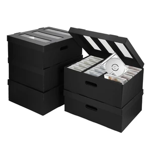 TIMCORR CD Storage Boxes,5PCS Stackable CD Storage Cases Organizer with Lid,3-Compartment CD Case Holder with Clear Window,Holds 450 Jewel Cases,16.22 x 12.48 x 5.91 inches TIMCORR CD Storage Boxes,5PCS Stackable CD Storage Cases Organizer with Lid,3-Compartment CD Case Holder with Clear Window,Holds 450 Jewel Cases,16.22 x 12.48 x 5.91 inches