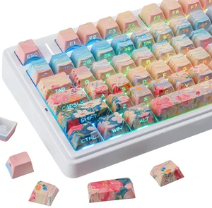 Sunzit PBT Keycaps-Flower Ocean, Side Printed Keycap Sunzit PBT Keycaps-Flower Ocean, Side Printed Keycap