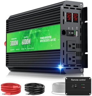 3000W Power Inverter 12V DC to 110V/120V AC Converter, 6000W Peak RV Use 3000W Power Inverter 12V DC to 110V/120V AC Converter, 6000W Peak RV Use