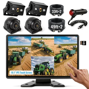 HEECOOMI 1080P Wired Backup Camera System, 10.1" DVR IPS Touchscreen + 4 IP69K Water/Dust Proof Rear & Side Cameras, Vibration-Proof 20G for Hitching, Farm Work, UTV, Trailer, Tractor, Truck, Combine HEECOOMI 1080P Wired Backup Camera System, 10.1" DVR IPS Touchscreen + 4 IP69K Water/Dust Proof Rear & Side Cameras, Vibration-Proof 20G for Hitching, Farm Work, UTV, Trailer, Tractor, Truck, Combine