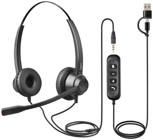 EAGATON X1D Dual Ear Office Headset with USB-C/A & 3.5mm - Noise Cancelling Mic, Binaural Focus - Wired Headset for PC Laptop, Zoom & Teams, All-Day Comfort EAGATON X1D Dual Ear Office Headset with USB-C/A & 3.5mm - Noise Cancelling Mic, Binaural Focus - Wired Headset for PC Laptop, Zoom & Teams, All-Day Comfort