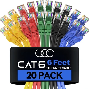Ultra Clarity Cables Cat 6 Ethernet Cable 6 Feet, 20 Pack, 5 Colors Ultra Clarity Cables Cat 6 Ethernet Cable 6 Feet, 20 Pack, 5 Colors