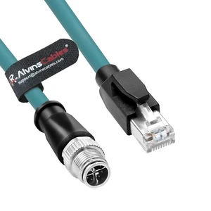 Alvin's Cables M12 8 Pin Male to RJ45 Shielded Ethernet Cable M12 X Coded 8 Position Cat6a Cable for Cognex Industrial Camera 15M/49.2ft Alvin's Cables M12 8 Pin Male to RJ45 Shielded Ethernet Cable M12 X Coded 8 Position Cat6a Cable for Cognex Industrial Camera 15M/49.2ft