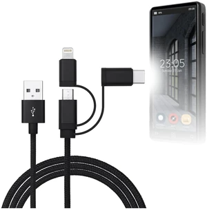 BoxWave Cable Compatible with Samvix iPlatinum Music Q4 - AllCharge 3-in-1 Cable - Jet Black BoxWave Cable Compatible with Samvix iPlatinum Music Q4 - AllCharge 3-in-1 Cable - Jet Black