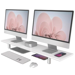 Fenge 39.4 Dual Monitor Stand with Height Adjustable Legs, White Fenge 39.4 Dual Monitor Stand with Height Adjustable Legs, White
