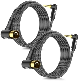 EMK Dual 90 Angle MIDI Cable 2-Pack, 3.5mm TRS to 5-Pin DIN, Right-Angle Connectors for Synth/Keyboard/Controller (10ft/3m) EMK Dual 90 Angle MIDI Cable 2-Pack, 3.5mm TRS to 5-Pin DIN, Right-Angle Connectors for Synth/Keyboard/Controller (10ft/3m)
