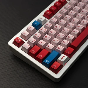 Metal Paint PBT Keycaps, 122 Key Red Blue Retro Cherry Profile Keycaps Set Metal Paint PBT Keycaps, 122 Key Red Blue Retro Cherry Profile Keycaps Set