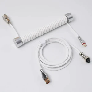 GravaStar Coiled Aviator USB Cable, Suitable Mechanical Keyboard - White GravaStar Coiled Aviator USB Cable, Suitable Mechanical Keyboard - White