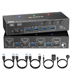 KVM Switch 2 Monitors 3 Computers HDMI + DisplayPort, KCEVE USB 3.0 DP KVM Switcher, 8K@30Hz/4k@144Hz Dual Monitor DP KVM for 3 PC Share 2 Display and 4 USB 3.0 Devices KVM Switch 2 Monitors 3 Computers HDMI + DisplayPort, KCEVE USB 3.0 DP KVM Switcher, 8K@30Hz/4k@144Hz Dual Monitor DP KVM for 3 PC Share 2 Display and 4 USB 3.0 Devices