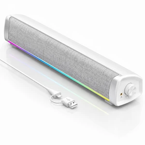 HEGMUXCO Computer Speakers for Desktop PC, 4-DriverGaming Soundbar with 12 RGB Light Mode, USB/USB-CPowered PC Speakers with Mic&Headphone Jack forMonitor, Laptop, Plug and Play Sound bar, White HEGMUXCO Computer Speakers for Desktop PC, 4-DriverGaming Soundbar with 12 RGB Light Mode, USB/USB-CPowered PC Speakers with Mic&Headphone Jack forMonitor, Laptop, Plug and Play Sound bar, White