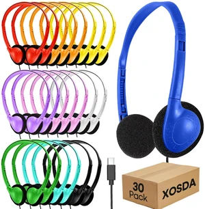 XOSDA Type C Headphones Bulk 30 Pack for Classroom School Kids, USB C Wired Headphones for Boys Girls Adults Students Tablet Smartphones(LS857C,30 Mixed) XOSDA Type C Headphones Bulk 30 Pack for Classroom School Kids, USB C Wired Headphones for Boys Girls Adults Students Tablet Smartphones(LS857C,30 Mixed)