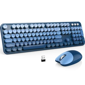 MOFII Wireless Keyboard and Mouse Combo, 2.4 GHz Full-Size Retro Round Keyboard and Mouse, Plug and Play, 8 Multimedia & Shortcut Keys for Mac, Windows, Laptop/Desktop/PC - Blue Gradient MOFII Wireless Keyboard and Mouse Combo, 2.4 GHz Full-Size Retro Round Keyboard and Mouse, Plug and Play, 8 Multimedia & Shortcut Keys for Mac, Windows, Laptop/Desktop/PC - Blue Gradient