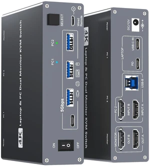 USB C & Dual HDMI KVM Switch 2 Monitors Laptop & Desktop Docking Station USB C & Dual HDMI KVM Switch 2 Monitors Laptop & Desktop Docking Station