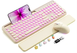 Wireless Keyboard and Mouse, Backlit Typewriter with Magnetic Wrist Rest Wireless Keyboard and Mouse, Backlit Typewriter with Magnetic Wrist Rest