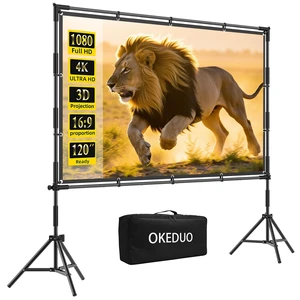 120-in Projector Screen with Stand, Outdoor Indoor Portable Movie Screen 16:9 Detachable Wall-Mount & Bracket Dual Use Wrinkle-Free Washable Front & Rear Projection Screen for Backyard Watch Gym Game 120-in Projector Screen with Stand, Outdoor Indoor Portable Movie Screen 16:9 Detachable Wall-Mount & Bracket Dual Use Wrinkle-Free Washable Front & Rear Projection Screen for Backyard Watch Gym Game