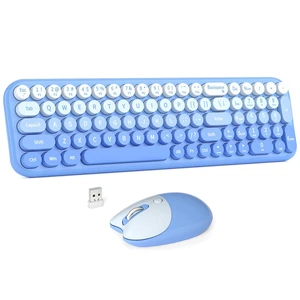 Wireless Keyboard and Mouse Combo, MOWUX Compact Typewriter Retro Round Computer Keyboard, Cute Optical Mouse Wireless, Plug and Play, for Laptop, PC, Computer- Blue Gradient Wireless Keyboard and Mouse Combo, MOWUX Compact Typewriter Retro Round Computer Keyboard, Cute Optical Mouse Wireless, Plug and Play, for Laptop, PC, Computer- Blue Gradient