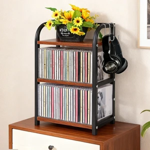 Rainmae 3-Tier CD Storage Shelf for Display Wooden Metal CD Holder Desk Rack Organizer Sturdy Game Disc Display CD Organizer for Countertop Storage Media Shelf Home Office Ideal for Music Enthusiasts Rainmae 3-Tier CD Storage Shelf for Display Wooden Metal CD Holder Desk Rack Organizer Sturdy Game Disc Display CD Organizer for Countertop Storage Media Shelf Home Office Ideal for Music Enthusiasts