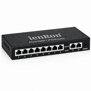 10 Port Gigabit Ethernet Switch, 8 Port Gigabit + 2 Uplink Ports, Unmanaged Network Switch with AI VLAN Detection, Plug & Play, Fanless Metal Design ,4KV Lightning Protection for Home & Office 10 Port Gigabit Ethernet Switch, 8 Port Gigabit + 2 Uplink Ports, Unmanaged Network Switch with AI VLAN Detection, Plug & Play, Fanless Metal Design ,4KV Lightning Protection for Home & Office