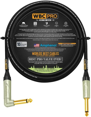8 Foot - WBC-PRO-Guitar 20 AWG - Low-Cap (18pF/ft) Pro-Grade Graphite-Based - Dual-Shielded Guitar, Bass, Instrument Cable with Amphenol QM2R-AU & QM2P-AU Inch (6.35mm) Gold TS Connectors 8 Foot - WBC-PRO-Guitar 20 AWG - Low-Cap (18pF/ft) Pro-Grade Graphite-Based - Dual-Shielded Guitar, Bass, Instrument Cable with Amphenol QM2R-AU & QM2P-AU Inch (6.35mm) Gold TS Connectors