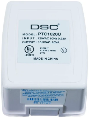 DSC PTC1620U 16.5VAC 20VA Power Supply Transformer Class 2 Genuine DSC PTC1620U 16.5VAC 20VA Power Supply Transformer Class 2 Genuine