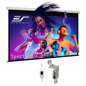 Elite Screens Spectrum2, 120-inch 16:9, 12-inch Drop, Electric Motorized Drop Down Projection Projector Screen, SPM120H-E12 Elite Screens Spectrum2, 120-inch 16:9, 12-inch Drop, Electric Motorized Drop Down Projection Projector Screen, SPM120H-E12