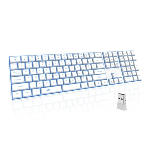 POWZAN Wireless Backlit Keyboard Quiet - Computer Rechargeable Ergonomic Light UP Keyboard, Silent Keys Full Size Compatible for Windows, Desktop, Laptop, PC, Gaming, PS5 - White POWZAN Wireless Backlit Keyboard Quiet - Computer Rechargeable Ergonomic Light UP Keyboard, Silent Keys Full Size Compatible for Windows, Desktop, Laptop, PC, Gaming, PS5 - White