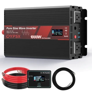 OYPSX 1000W Power Inverter 12V to 110V 120V AC Pure Sine Wave Inverter for RV Truck Camping,Outdoor Off-Grid Power Converter with LCD Display,Wired Controller,AC Outlets USB Ports (12V-1000Watt) OYPSX 1000W Power Inverter 12V to 110V 120V AC Pure Sine Wave Inverter for RV Truck Camping,Outdoor Off-Grid Power Converter with LCD Display,Wired Controller,AC Outlets USB Ports (12V-1000Watt)