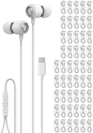 Halo 50-Pack USB C Headphones with Microphone, Bulk Wired Earbuds for School & Office, Type C Earphones for iPhone 17 16 15 Pro Max, iPad, Samsung Galaxy S26 S25, Pixel, Individually Packed, Whi Halo 50-Pack USB C Headphones with Microphone, Bulk Wired Earbuds for School & Office, Type C Earphones for iPhone 17 16 15 Pro Max, iPad, Samsung Galaxy S26 S25, Pixel, Individually Packed, Whi