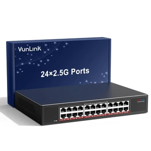 2.5Gb Ethernet Switch 24 Port Unmanaged, VunLink 242.5GbE RJ45 Multi-Gigabit Network Switch, Plug & Play, Rackmount/Desktop, Fanless Metal Design for NAS, Gaming, Office & Home Network 2.5Gb Ethernet Switch 24 Port Unmanaged, VunLink 242.5GbE RJ45 Multi-Gigabit Network Switch, Plug & Play, Rackmount/Desktop, Fanless Metal Design for NAS, Gaming, Office & Home Network