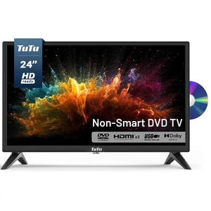 TuTu 24 Inch HD TV with DVD, 2K LED Small Flat Screen Non-Smart DVD Television, Works with Apple TV, Fire Stick, Roku, Google, TiVo, Xumo, and Streaming Devices TuTu 24 Inch HD TV with DVD, 2K LED Small Flat Screen Non-Smart DVD Television, Works with Apple TV, Fire Stick, Roku, Google, TiVo, Xumo, and Streaming Devices