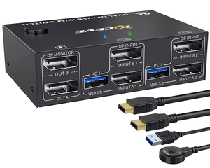 KCEVE KVM Switch 2 Monitors 2 Computers Displayport 4K@144Hz KCEVE KVM Switch 2 Monitors 2 Computers Displayport 4K@144Hz