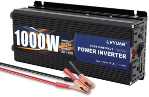 LVYUAN 1000W Pure Sine Wave Power Inverter 12V DC to 110V/120V LVYUAN 1000W Pure Sine Wave Power Inverter 12V DC to 110V/120V