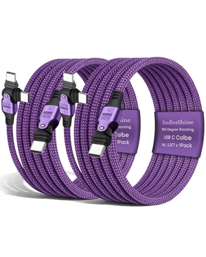 EndlesShine USB C to USB C Cable 3.3FT, 180 Rotation PD 240W Purple 2 Pack EndlesShine USB C to USB C Cable 3.3FT, 180 Rotation PD 240W Purple 2 Pack