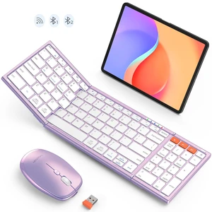 MEETION Foldable Bluetooth Keyboard and Mouse, Portable Combo Purple MEETION Foldable Bluetooth Keyboard and Mouse, Portable Combo Purple