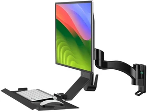 BEWISER Monitor Wall Mount with Foldable Keyboard Tray & Mouse Storage Single Monitor Arm Stand Computer Workstation for 17''-32'' Screens Suitable for Factory, Hospital, Warehouse & Lab Black BEWISER Monitor Wall Mount with Foldable Keyboard Tray & Mouse Storage Single Monitor Arm Stand Computer Workstation for 17''-32'' Screens Suitable for Factory, Hospital, Warehouse & Lab Black