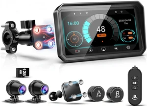 2026 LBW 6" Wireless GPS Motorcycle CarPlay (Includes 128G SD) with Android Auto Navigation, Dual 2K Dash Cam, HD Waterproof Screen, TPMS, Remote Control, BT, Quick Release Magnetic Design Moun 2026 LBW 6" Wireless GPS Motorcycle CarPlay (Includes 128G SD) with Android Auto Navigation, Dual 2K Dash Cam, HD Waterproof Screen, TPMS, Remote Control, BT, Quick Release Magnetic Design Moun