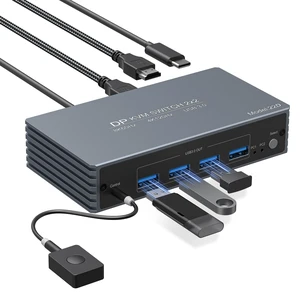 4K@120Hz Kvm Switch 2 Monitors 2 Computers 8K@60Hz DP Displayport Dual Monitor KVM Switches, 4 USB3.0 Ports for 2 PC Share Mouse Keyboard and 2 Screens Support PoC EDID Button Switch Plug and Play 4K@120Hz Kvm Switch 2 Monitors 2 Computers 8K@60Hz DP Displayport Dual Monitor KVM Switches, 4 USB3.0 Ports for 2 PC Share Mouse Keyboard and 2 Screens Support PoC EDID Button Switch Plug and Play