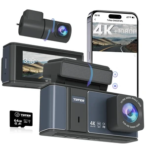 TVFEA 4K Dash Cam Front and Rear ^^ 3840P UHD Dual Dash Camera for Cars with WiFi & 64GB Card ^^ 3.18" IPS Screen, Zinc Alloy Metal Shell, Super Night Vision, G-Sensor, 24H Parking Mode TVFEA 4K Dash Cam Front and Rear ^^ 3840P UHD Dual Dash Camera for Cars with WiFi & 64GB Card ^^ 3.18" IPS Screen, Zinc Alloy Metal Shell, Super Night Vision, G-Sensor, 24H Parking Mode