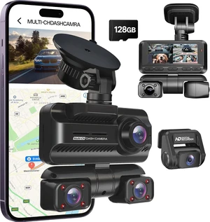 ZYEIPO 4K 4-Channel 360 Wireless Dash Cam Front Rear Inside, WiFi GPS ZYEIPO 4K 4-Channel 360 Wireless Dash Cam Front Rear Inside, WiFi GPS