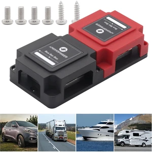 Brliantux 400 Amp Bus Bar Box Copper Heavy-Duty Module with 8 x 3/8" (M10) Studs Terminals Battery Distribution Block DC 48V Black Red Enclosure Cover (Distribution Block) Brliantux 400 Amp Bus Bar Box Copper Heavy-Duty Module with 8 x 3/8" (M10) Studs Terminals Battery Distribution Block DC 48V Black Red Enclosure Cover (Distribution Block)